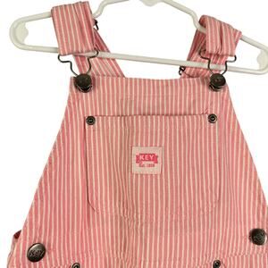 Vintage 90s Key Pink Stripe Kid's Overall Bib size 3t